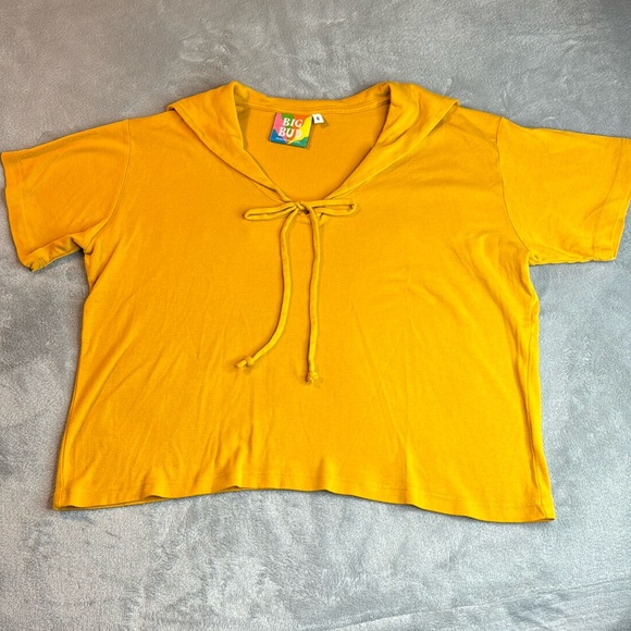 NWOT Big Bud Press Sailor Tee Top Mustard Yellow Size Small - Picture 4 of 12